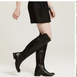 Frye Shirley Over the Knee OTK Black Pebbled Leather Boots Size 6B